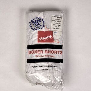 Vintage Hanes Slim-Fit Boxer Shorts 3 Pack White Slightly Imperfect Mens Size M